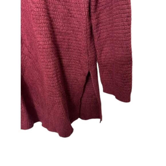 J.Jill Ribbed V-Neck Dark Maroon Long Sleeve Tunic Sweater Women's Small - Picture 7 of 8